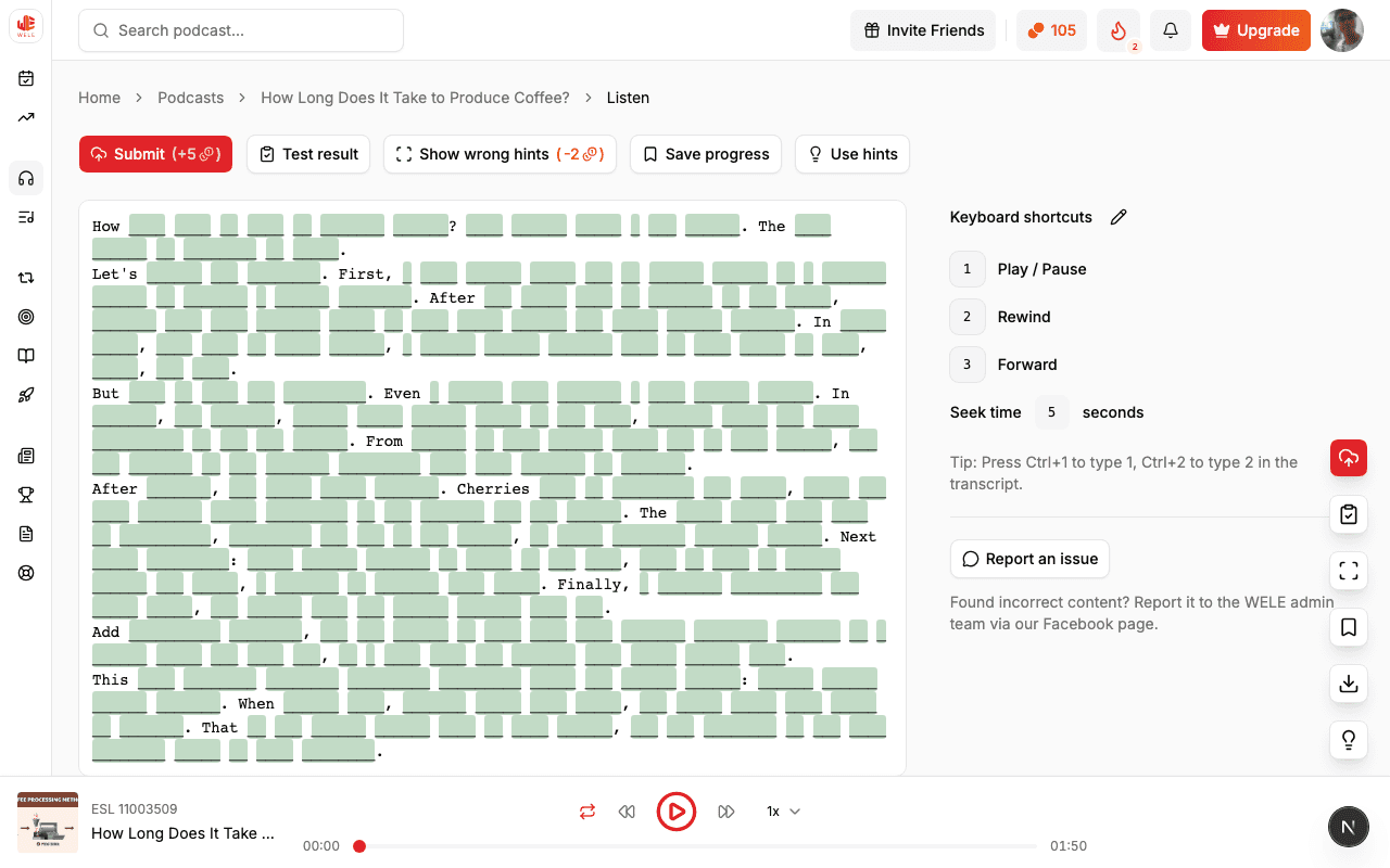 WELE dictation interface